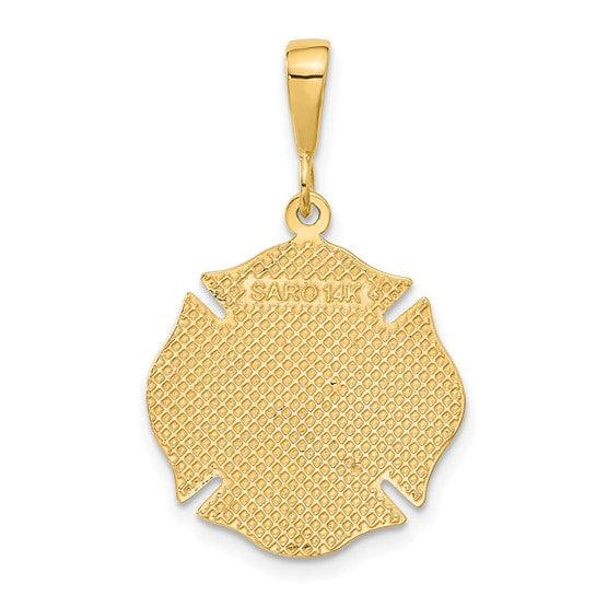 14K Yellow Gold Fire Rescue Medical First Responder Pendant