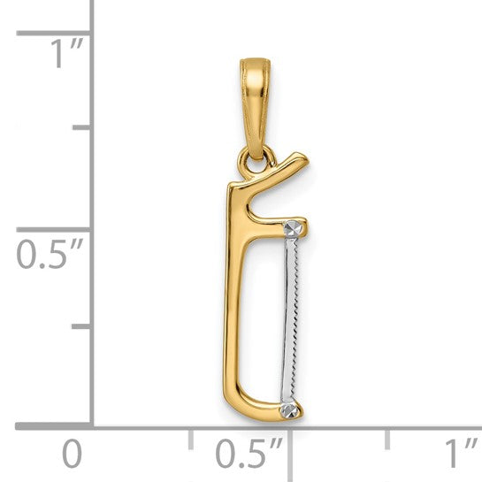 14K Two Tone Gold Hack Saw Pendant
