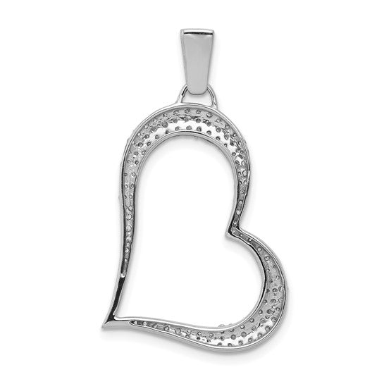 14K White Gold Full Diamond Accent 1/2 Carat Fancy Heart Pendant
