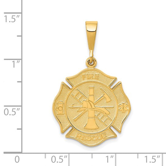 14K Yellow Gold Fire Rescue Medical First Responder Pendant