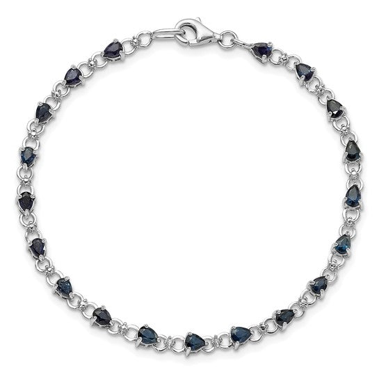 Sterling Silver Natural Diamond & Sapphire Bracelet