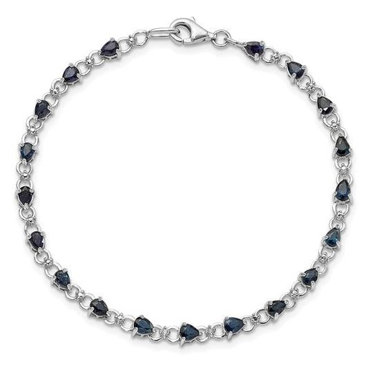 Sterling Silver Natural Diamond & Sapphire Bracelet
