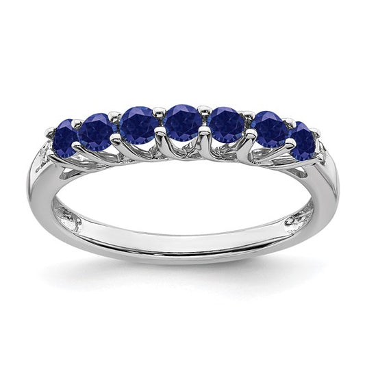 Sterling Silver Lab Created 7 Stone Sapphire Ring
