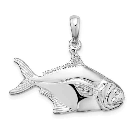 Sterling Silver Piranha 3D Fish Pendant