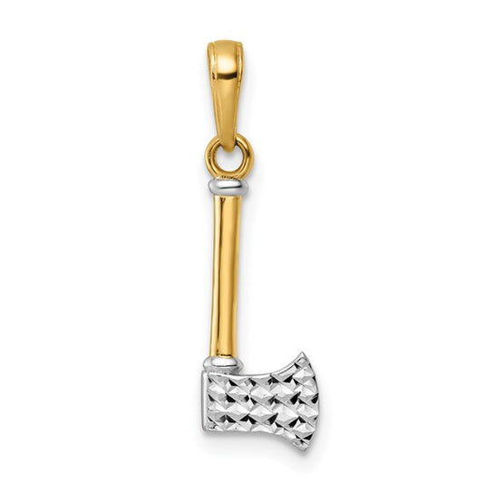 14K Two Tone Gold Forester Axe Pendant