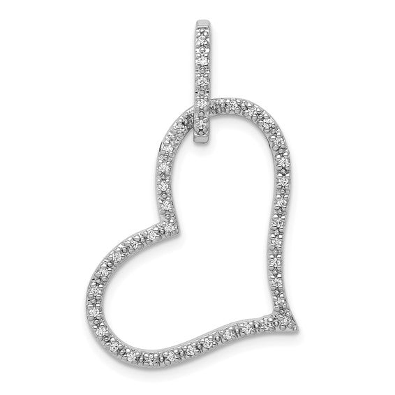 14K White Gold 1/6 Carat Full Diamond Accent Heart Pendant