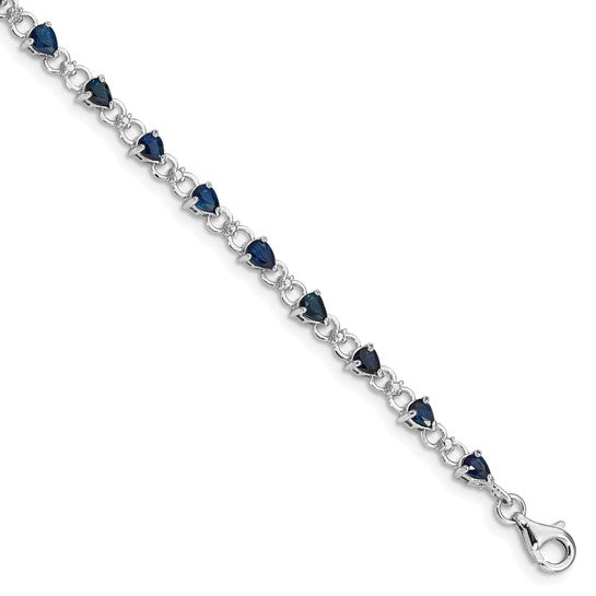 Sterling Silver Natural Diamond & Sapphire Bracelet
