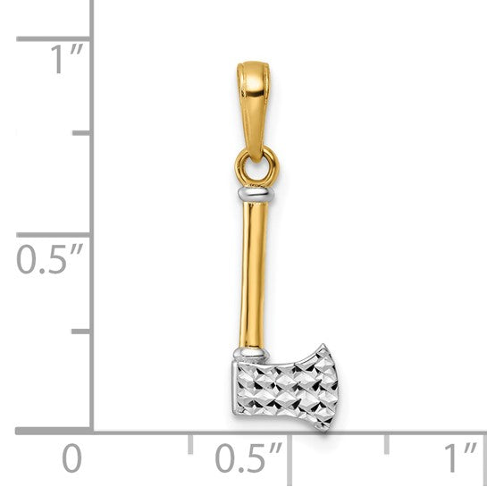 14K Two Tone Gold Forester Axe Pendant