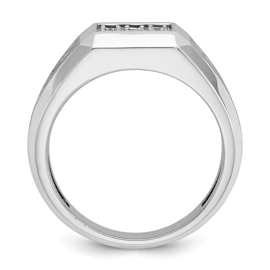 14K White Gold Square Diamond Cluster Lab Grown 1 Carat Men's Ring