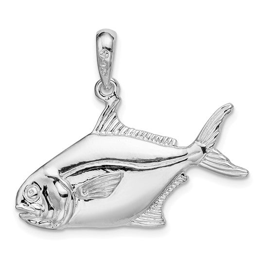 Sterling Silver Piranha 3D Fish Pendant