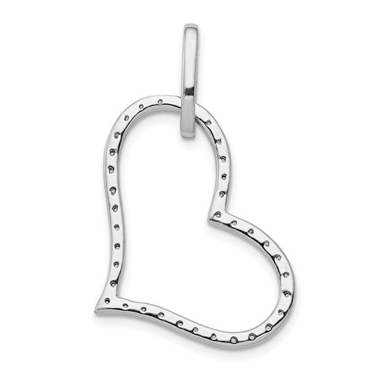 14K White Gold 1/6 Carat Full Diamond Accent Heart Pendant