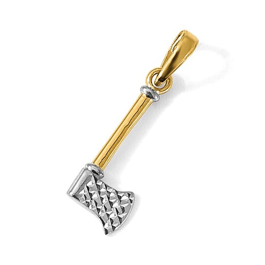 14K Two Tone Gold Forester Axe Pendant
