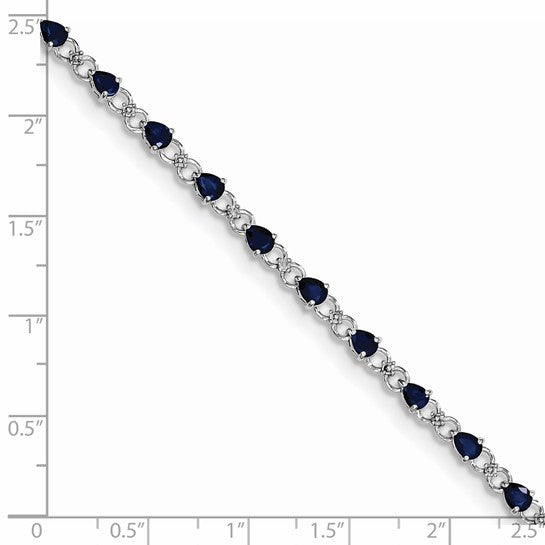 Sterling Silver Natural Diamond & Sapphire Bracelet
