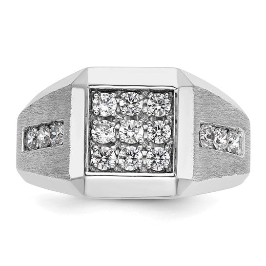 14K White Gold Square Diamond Cluster Lab Grown 1 Carat Men's Ring