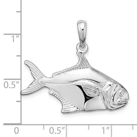 Sterling Silver Piranha 3D Fish Pendant