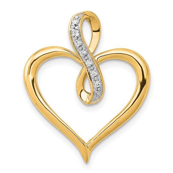 10K/14K White/Yellow Gold Heart Hanging On Diamond Infinity Pendant