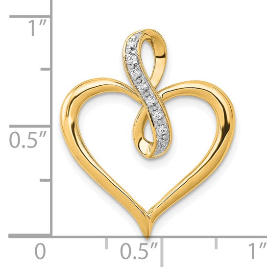10K/14K White/Yellow Gold Heart Hanging On Diamond Infinity Pendant