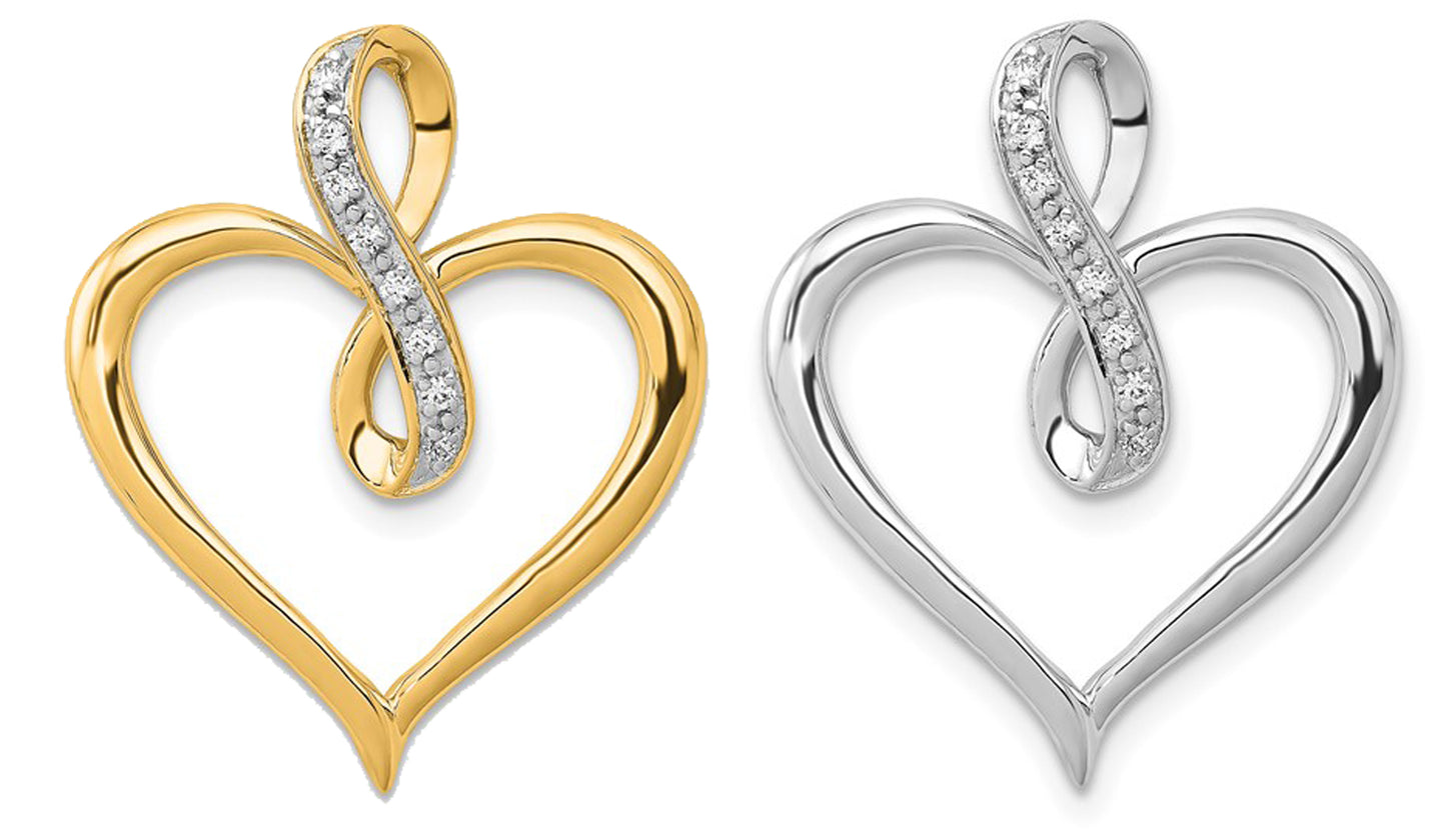 10K/14K White/Yellow Gold Heart Hanging On Diamond Infinity Pendant