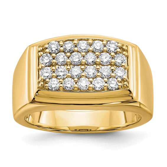 14K Yellow/White Gold 1 Carat Lab Grown Diamond Cluster Men's Ring