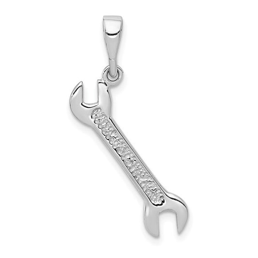 14K White Gold Mechanic Wrench Pendant