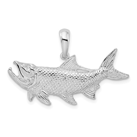 Sterling Silver Rhodium Plated Tarpon Fish Pendant