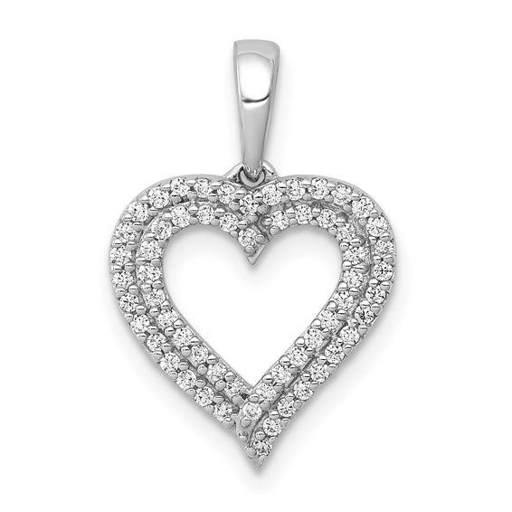 10K White Gold Double Diamond Accent 1/4 Carat Pendant