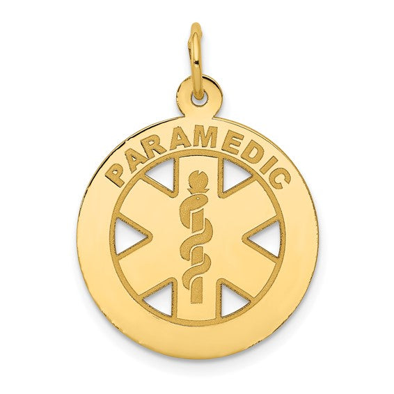 14K Yellow Gold Paramedic Disk Pendant