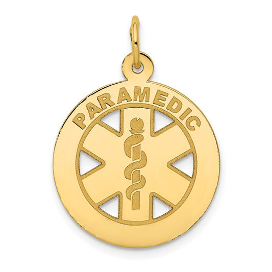 14K Yellow Gold Paramedic Disk Pendant