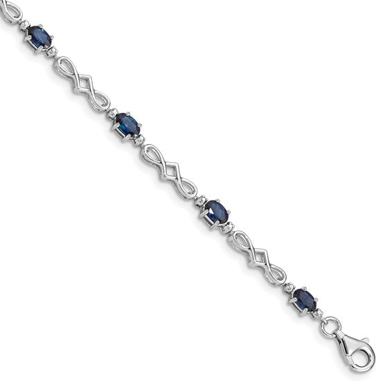 Sterling Silver Natural Sapphire & Diamond Twist Bracelet