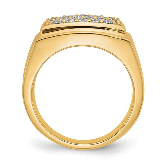 14K Yellow/White Gold 1 Carat Lab Grown Diamond Cluster Men's Ring