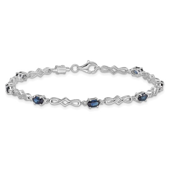 Sterling Silver Natural Sapphire & Diamond Twist Bracelet