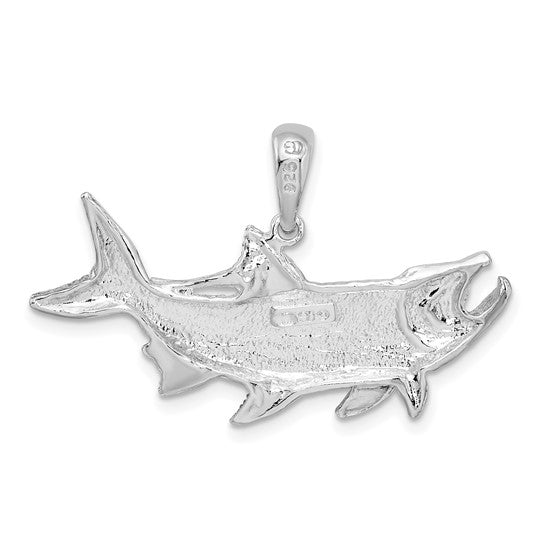 Sterling Silver Rhodium Plated Tarpon Fish Pendant