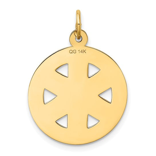 14K Yellow Gold Paramedic Disk Pendant