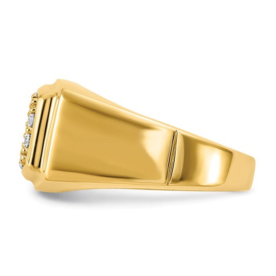 14K Yellow/White Gold 1 Carat Lab Grown Diamond Cluster Men's Ring