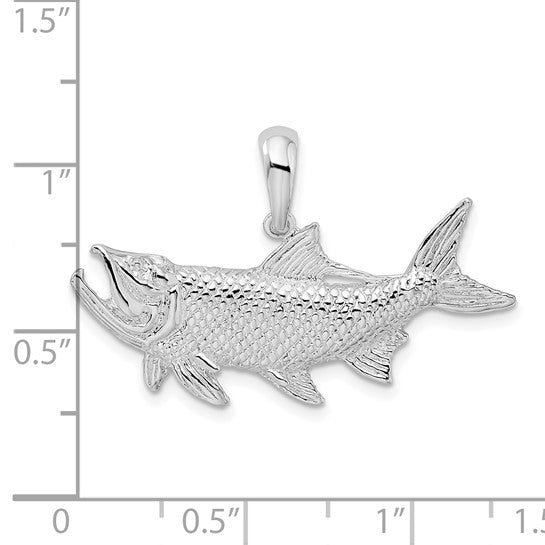 Sterling Silver Rhodium Plated Tarpon Fish Pendant