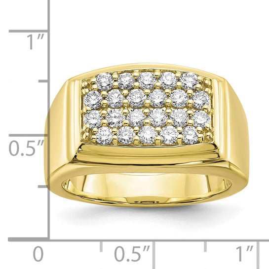 14K Yellow/White Gold 1 Carat Lab Grown Diamond Cluster Men's Ring