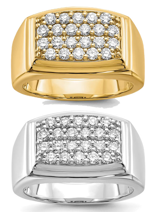 14K Yellow/White Gold 1 Carat Lab Grown Diamond Cluster Men's Ring