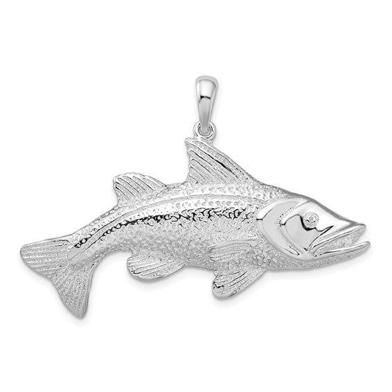 Sterling Silver Rhodium Plated Red Fish Pendant