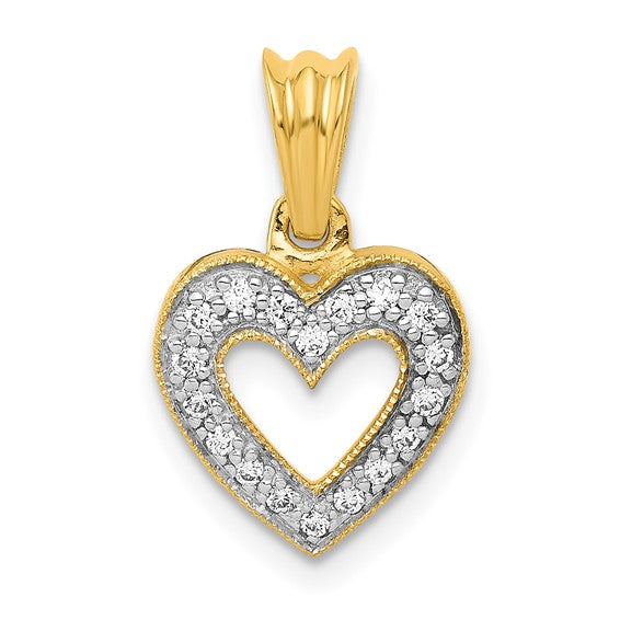 14K White/Yellow Gold 1/10 Carat Classic Diamond Heart Pendant