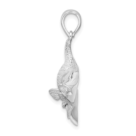 Sterling Silver Rhodium Plated Red Fish Pendant