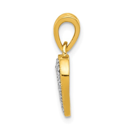 14K White/Yellow Gold 1/10 Carat Classic Diamond Heart Pendant
