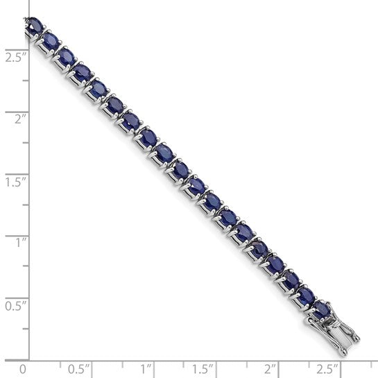 Sterling Silver Natural Sapphire Oval Tennis Bracelet