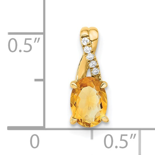 10K/14K White/Yellow Gold Natural Citrine & Diamond Twist Pendant