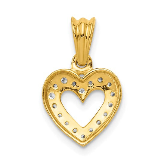14K White/Yellow Gold 1/10 Carat Classic Diamond Heart Pendant