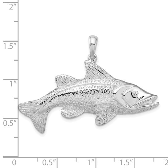 Sterling Silver Rhodium Plated Red Fish Pendant