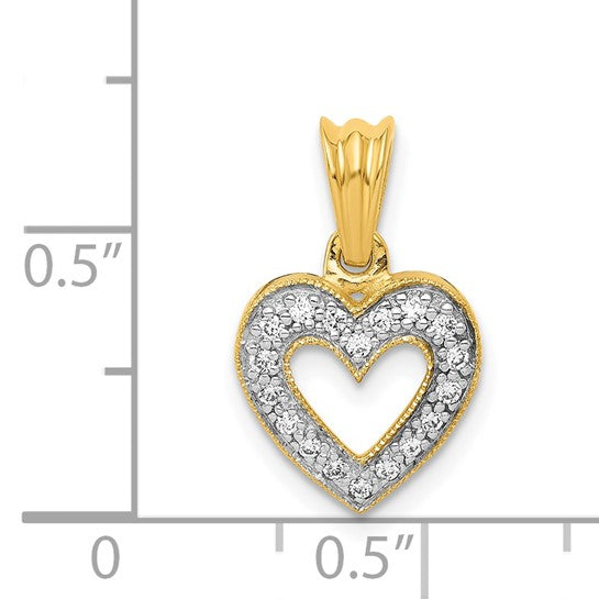 14K White/Yellow Gold 1/10 Carat Classic Diamond Heart Pendant