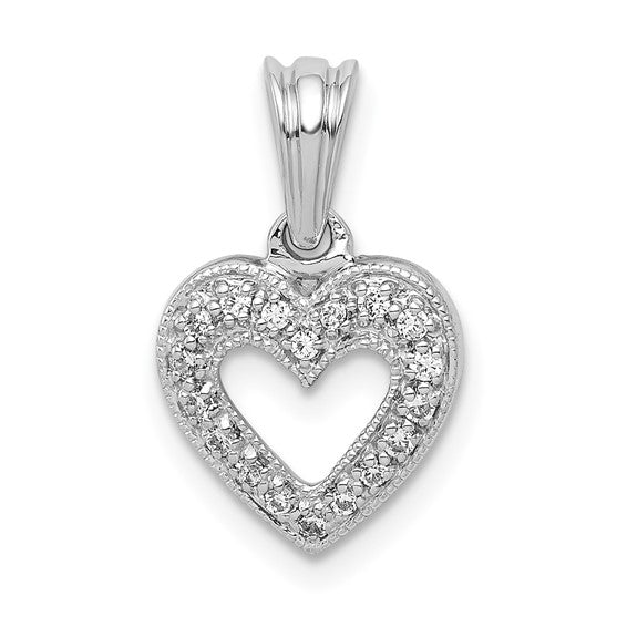 14K White/Yellow Gold 1/10 Carat Classic Diamond Heart Pendant