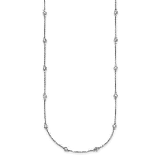 14K White Gold 20 Station Cable Chain Diamond 1/2ct. Bezel Set Necklace (Copy)