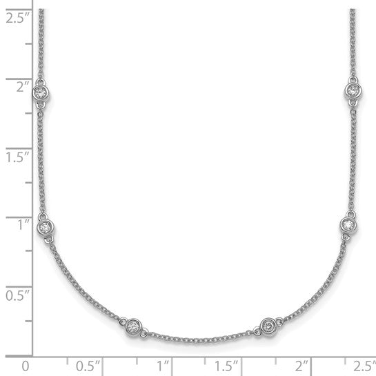 14K White Gold 20 Station Cable Chain Diamond 1/2ct. Bezel Set Necklace (Copy)