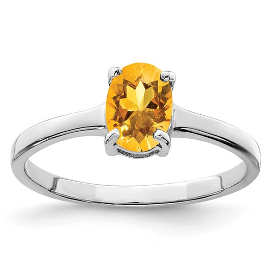 Sterling Silver White Gold Plated Solitaire Natural Citrine 1.6 Carat